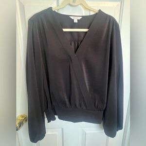 Nine West Black Wrap Blouse Relaxed Fit